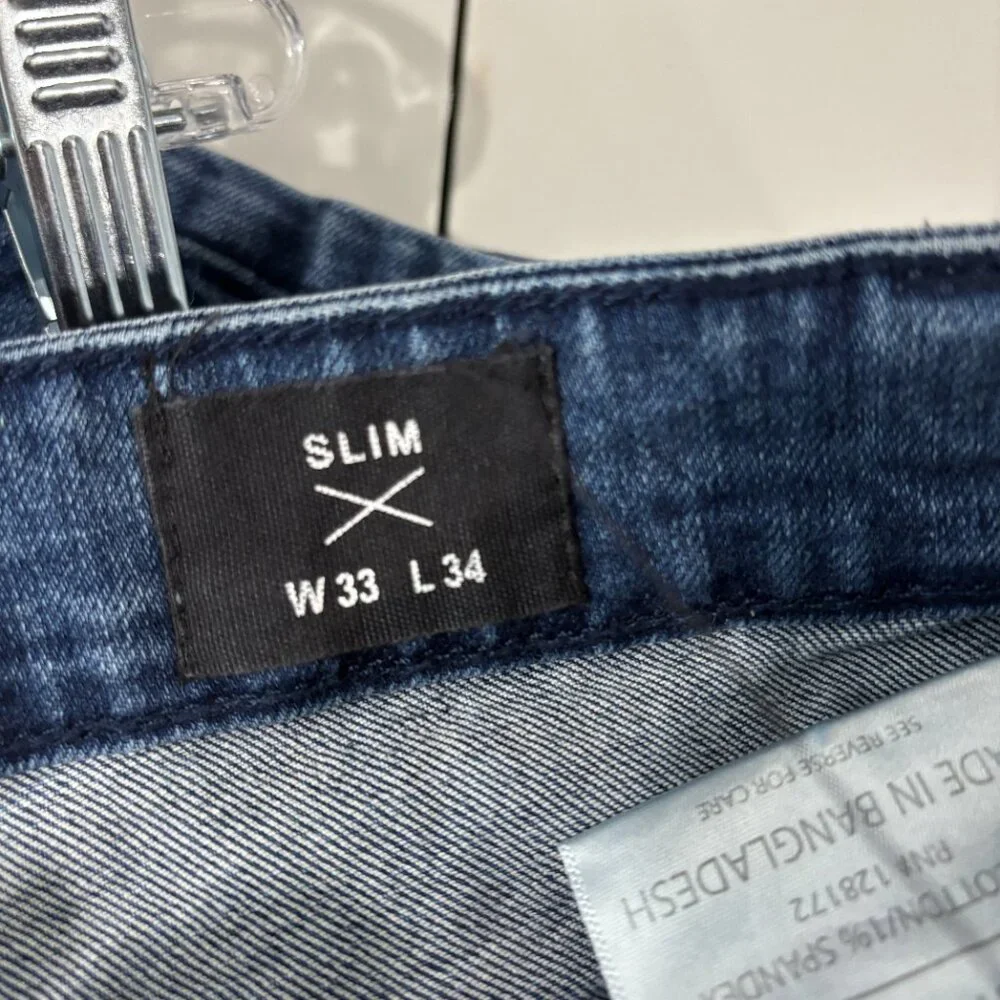 Men's Ring of Fire Blue Slim Jeans Size 33 x 34 (Flawed)